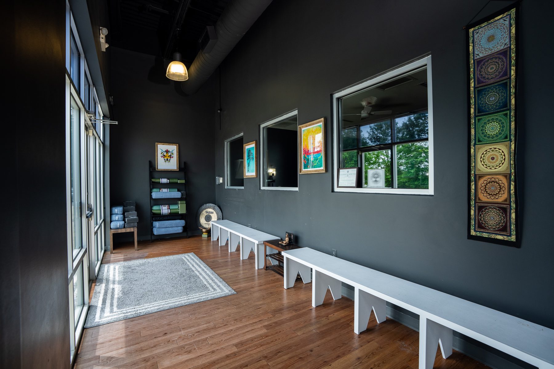 The lobby at Wake Forest Yoga Collective