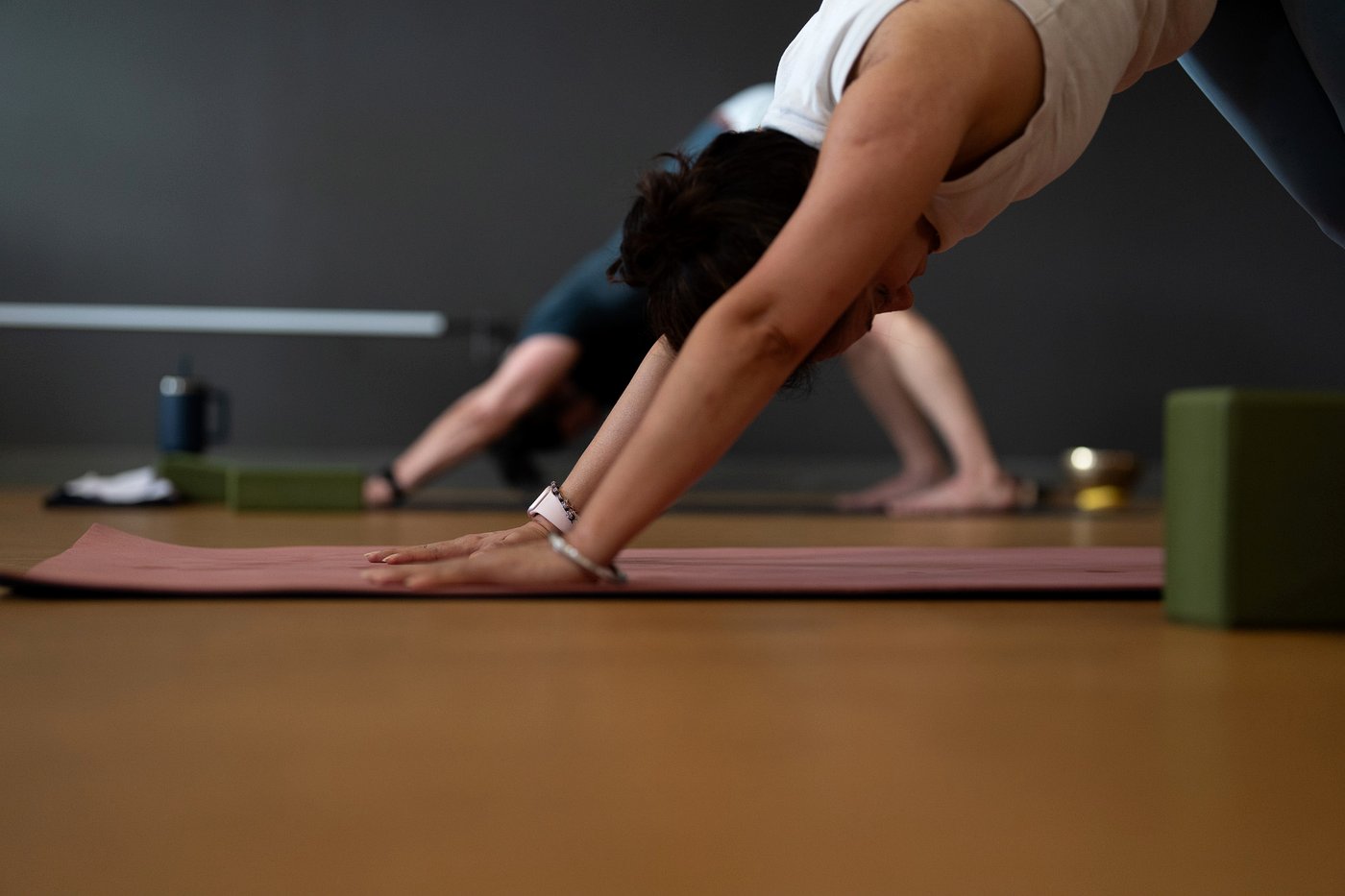 A vinyasa flow in the heated studio